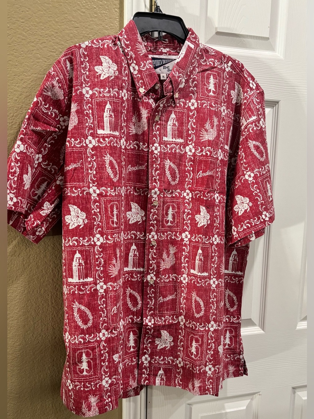 reyn spooner Red and White Hawaiian Button-Down Shirt size XL